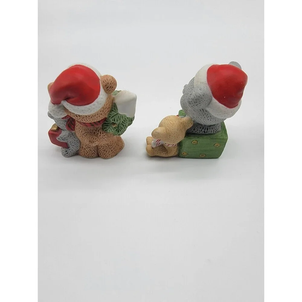 Christmas Homco Animal Dog Bear Figurines Santa Hat 5254 Ceramic